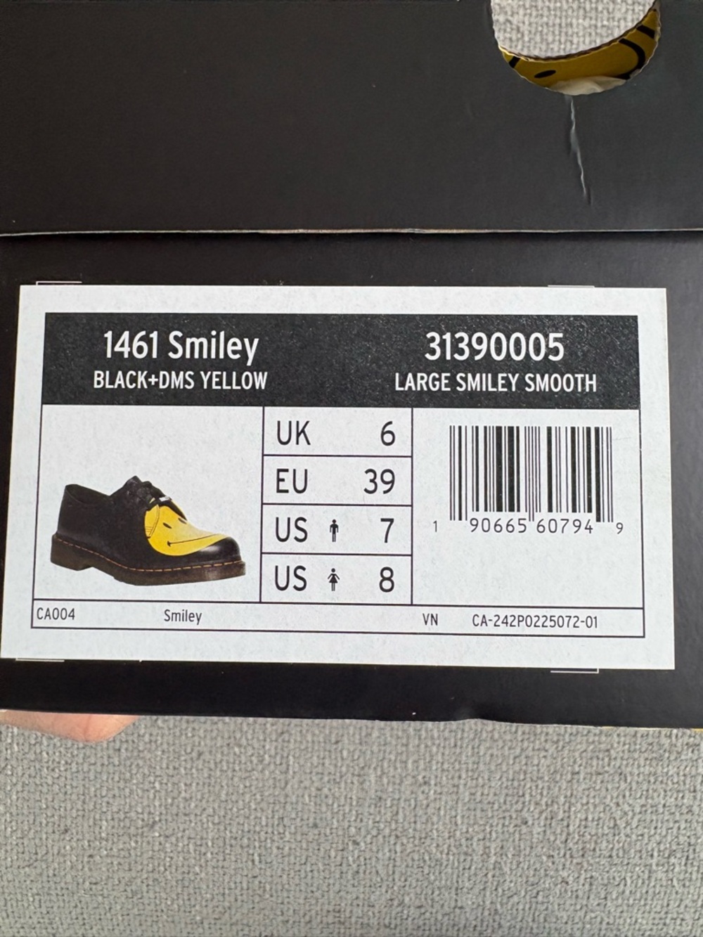 Dr Martens x Smiley 1461 Derby Black Leather Limited Edition Size 8 - Picture 6 of 16